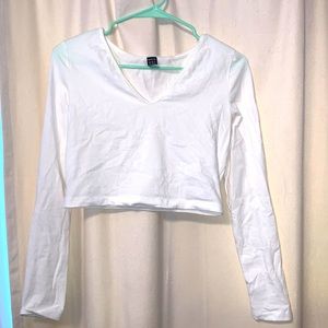 White SHEIN long sleeve crop top M